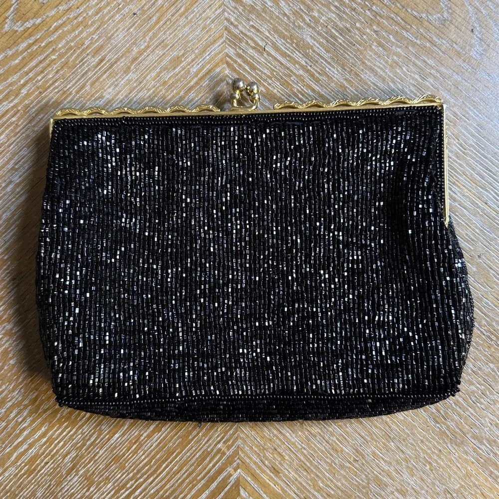 Elegant Black Beaded Clutch